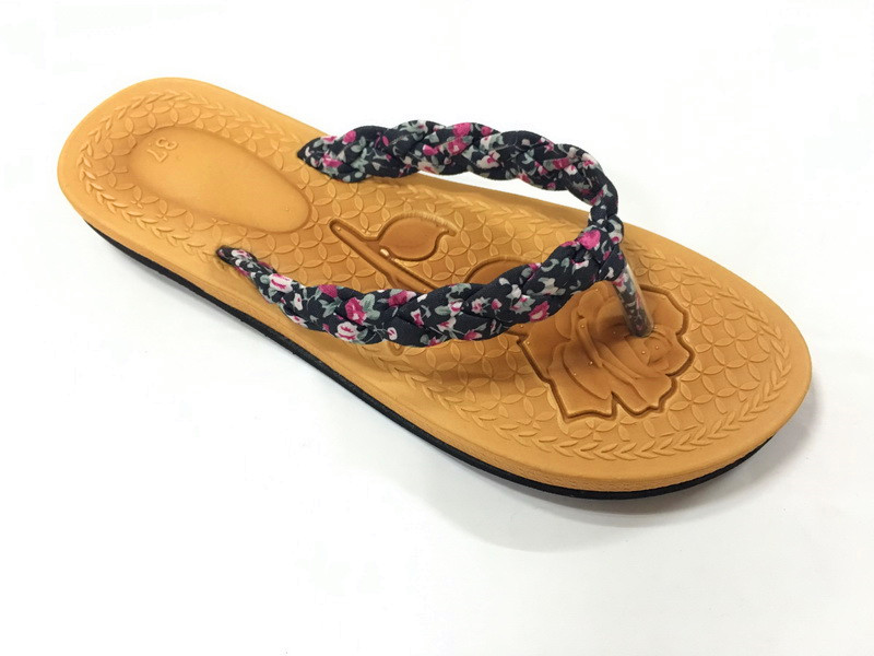 Fabric woven upper flower cut out insole new EVA slippers